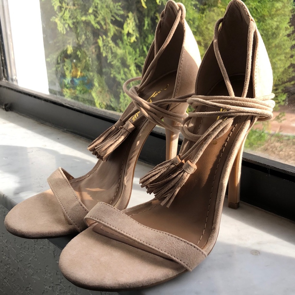 Nude Long Strap Heels
